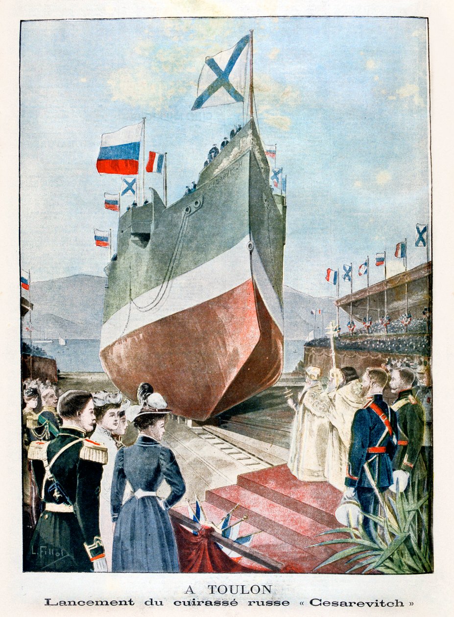 Toulonissa venäläisen taistelulaivan Cesarevitchin laukaisu, 1901 tekijältä Unbekannt