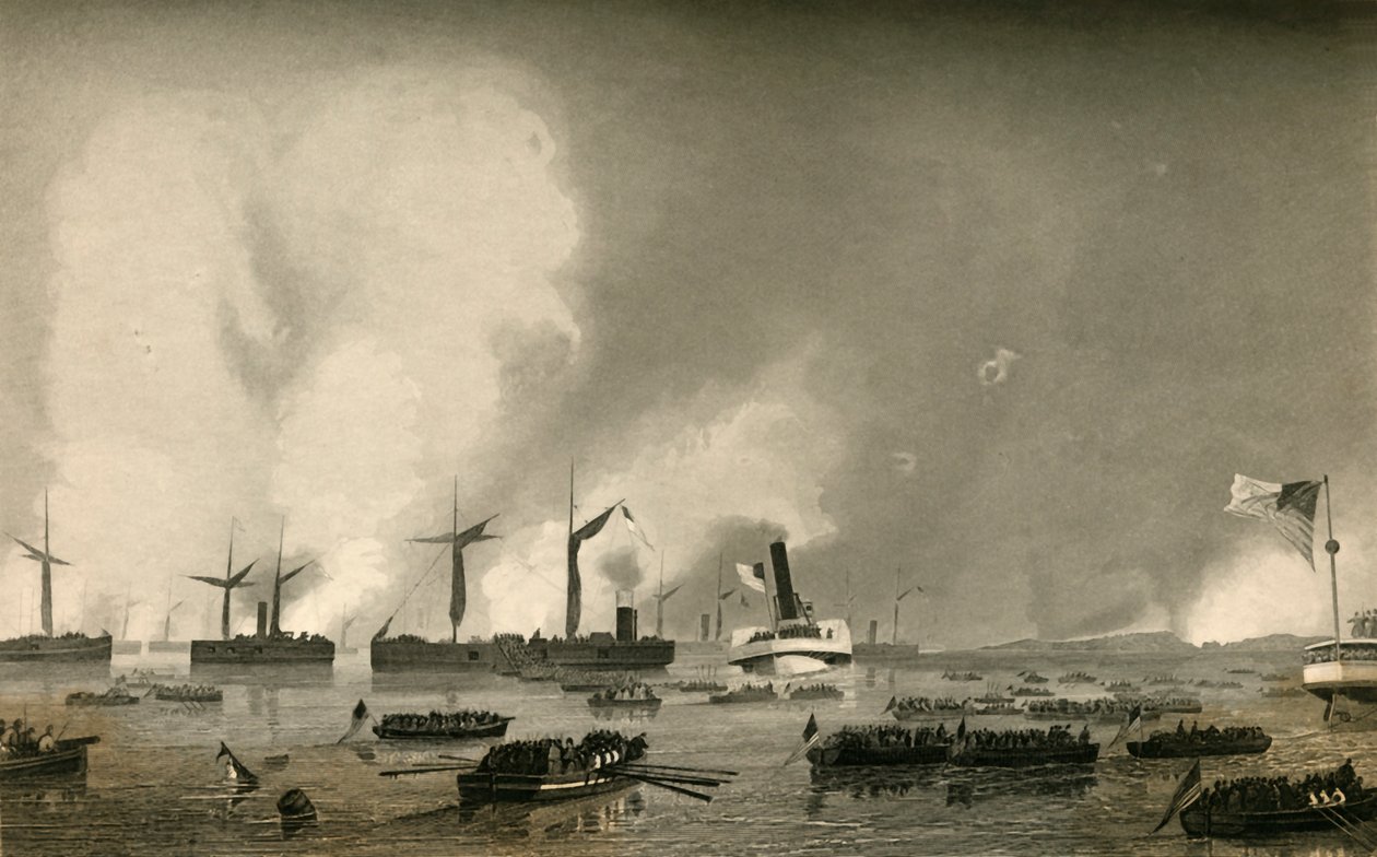 Hyökkäys Roanoke Islandille - Joukkojen maihinnousu, 1878. tekijältä Unbekannt