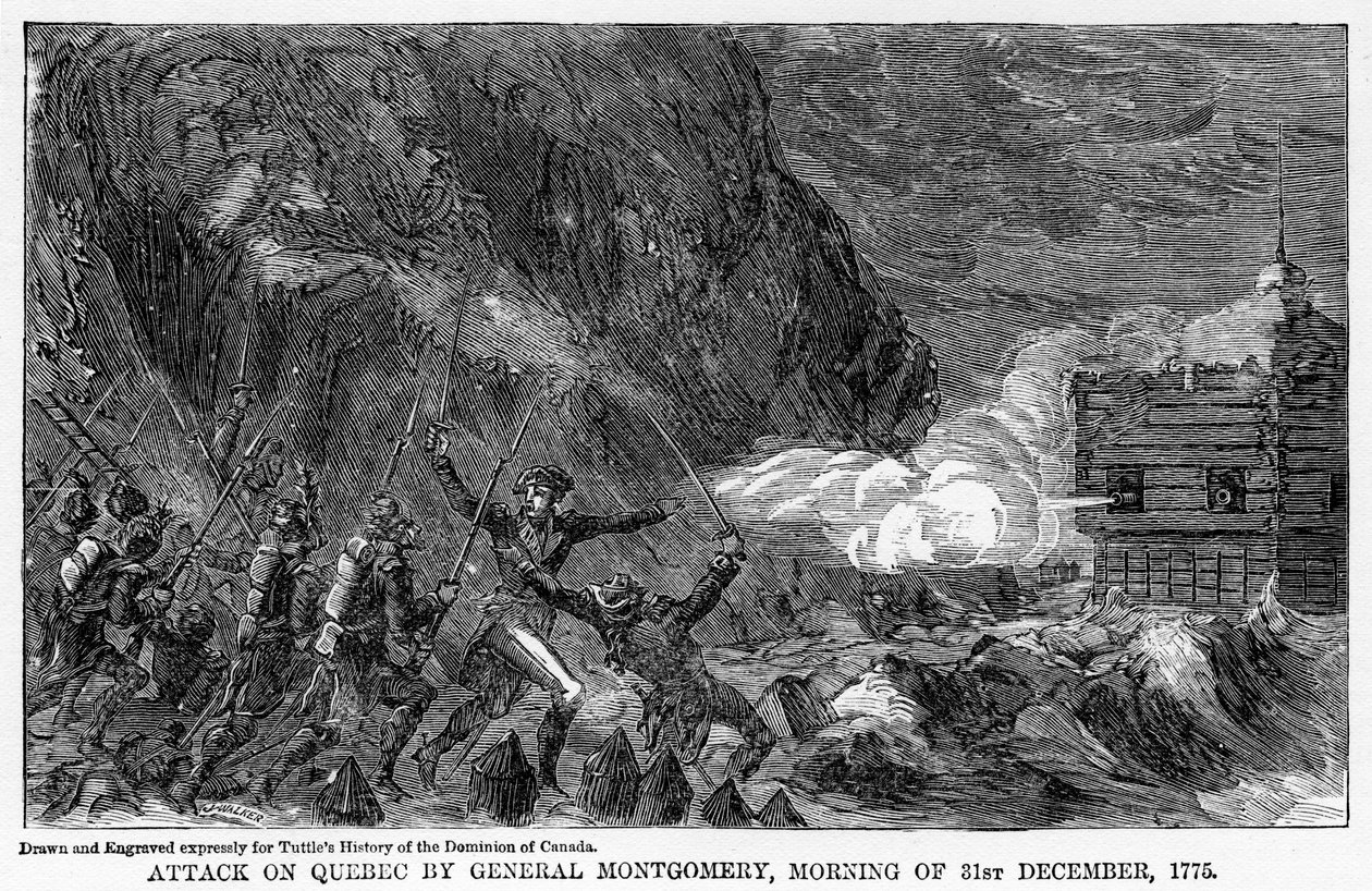 Kenraali Montgomeryn hyökkäys Quebeciin, aamulla 31. joulukuuta 1755, 1877 tekijältä Unbekannt