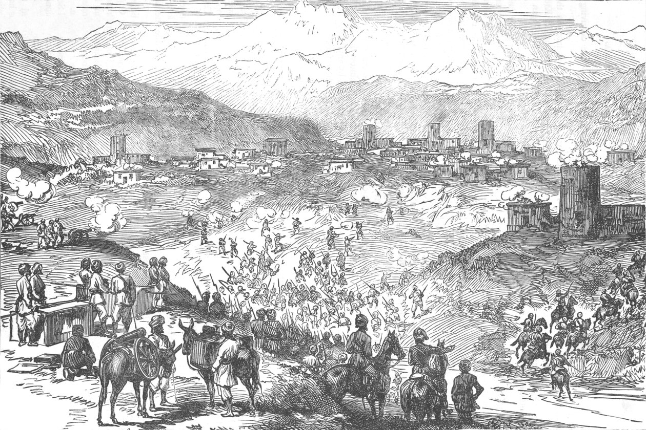 Hyökkäys Afreedin kaupunkiin, c1880 tekijältä Unbekannt