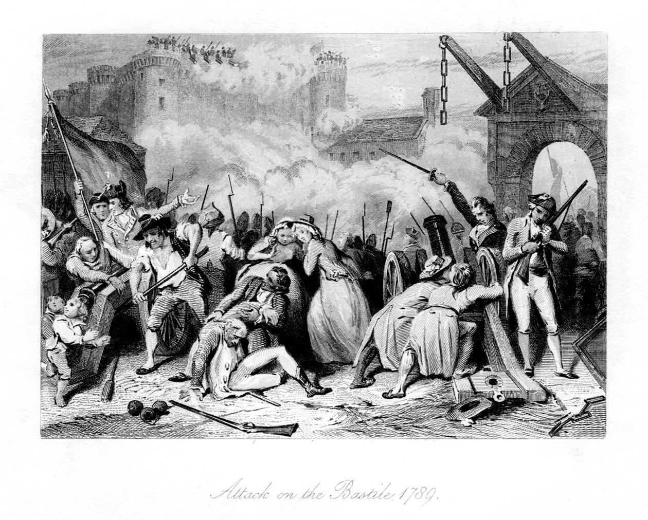 Hyökkäys Bastillea vastaan, 1789, 1845 tekijältä Unbekannt