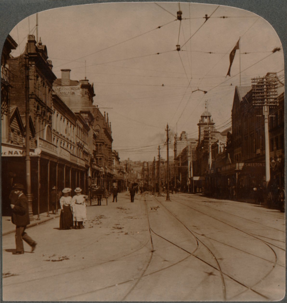 Aucklands Chief Business Road, Queen St., look S., Uusi-Seelanti, c1900 tekijältä Unbekannt