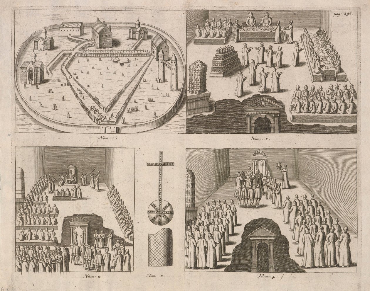 Yleisö Venäjän tsaarissa Moskovassa. Julkaisija Jacob Ulfeldt, 1578. tekijältä Unbekannt