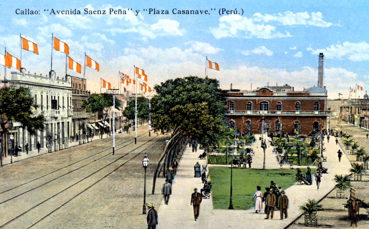 Avenida Saenz Pena ja Plaza Casanave, Callao, Peru, 1900-luku tekijältä Unbekannt