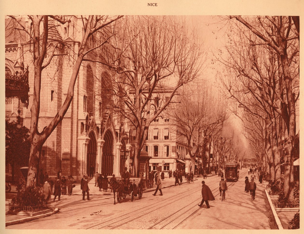 Avenue de la Victoire ja Notre-Damen kirkko, Nizza, 1930. tekijältä Unbekannt