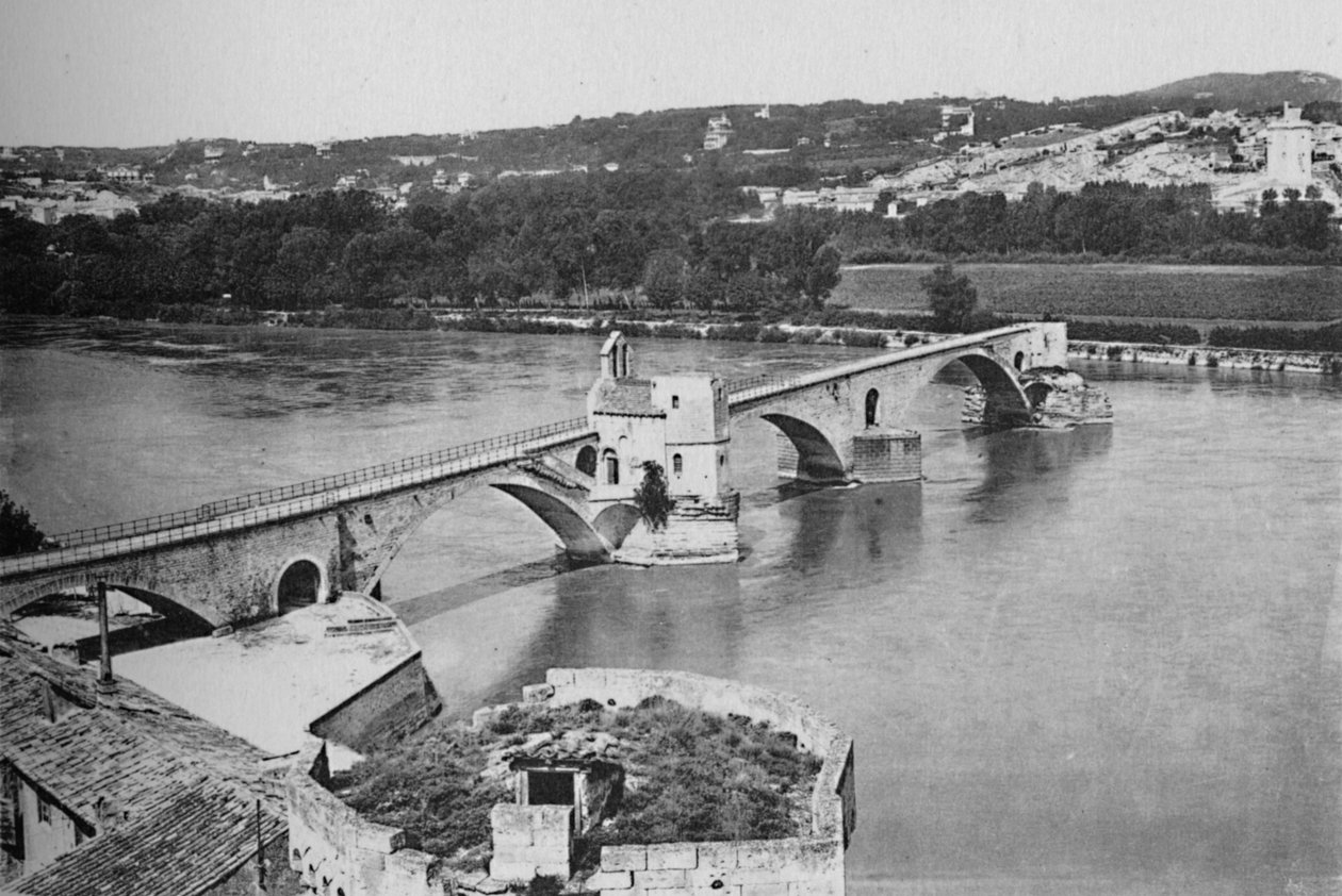 Avignon - St. Benezetin silta ja Rhônen laakso, näkymä Domsin linnoituksesta, vuodelta 1925 tekijältä Unbekannt