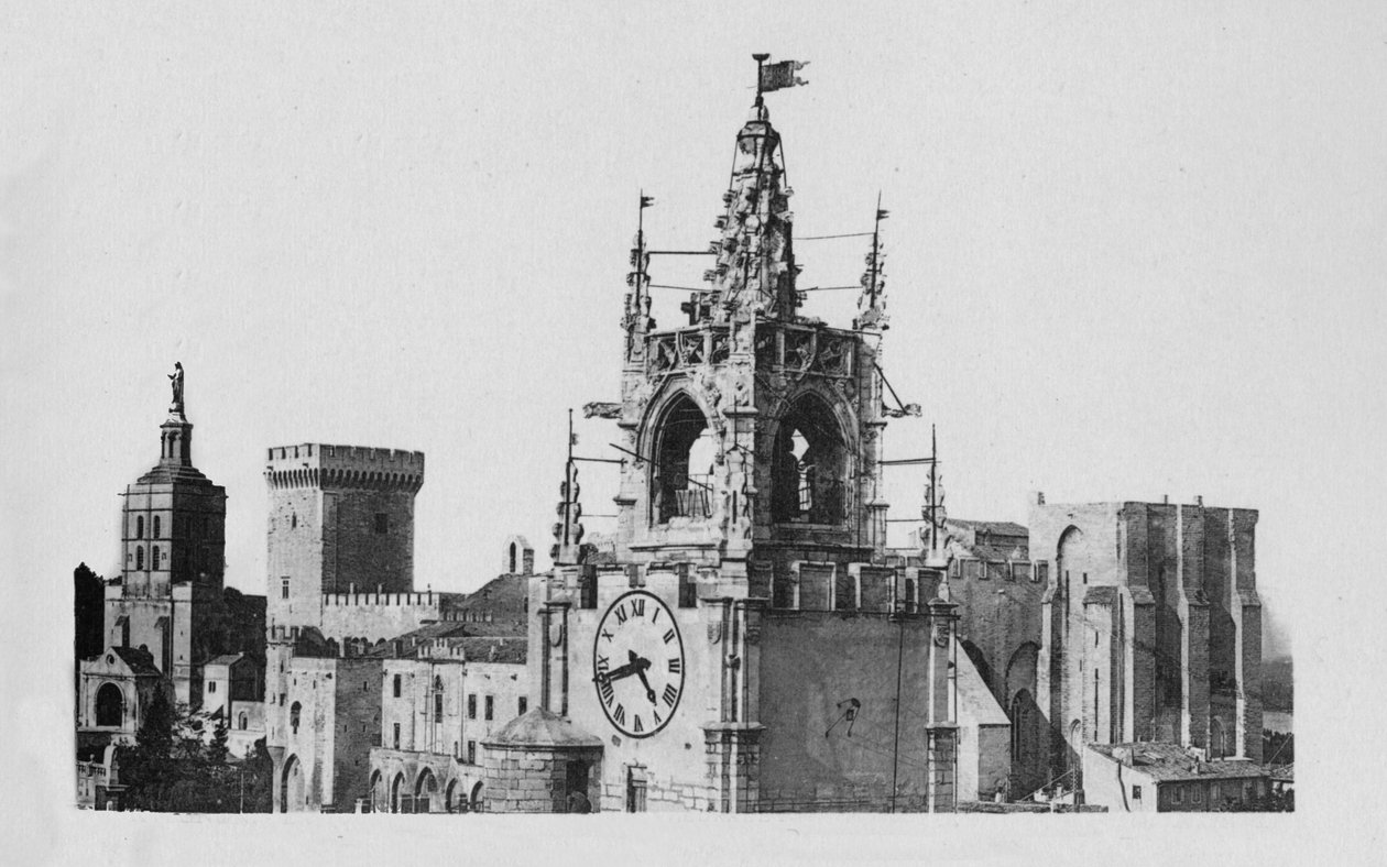 Avignon - Jacquemart-torni, Notre-Dame of Doms -kirkko ja paavin palatsi, vuodelta 1925 tekijältä Unbekannt