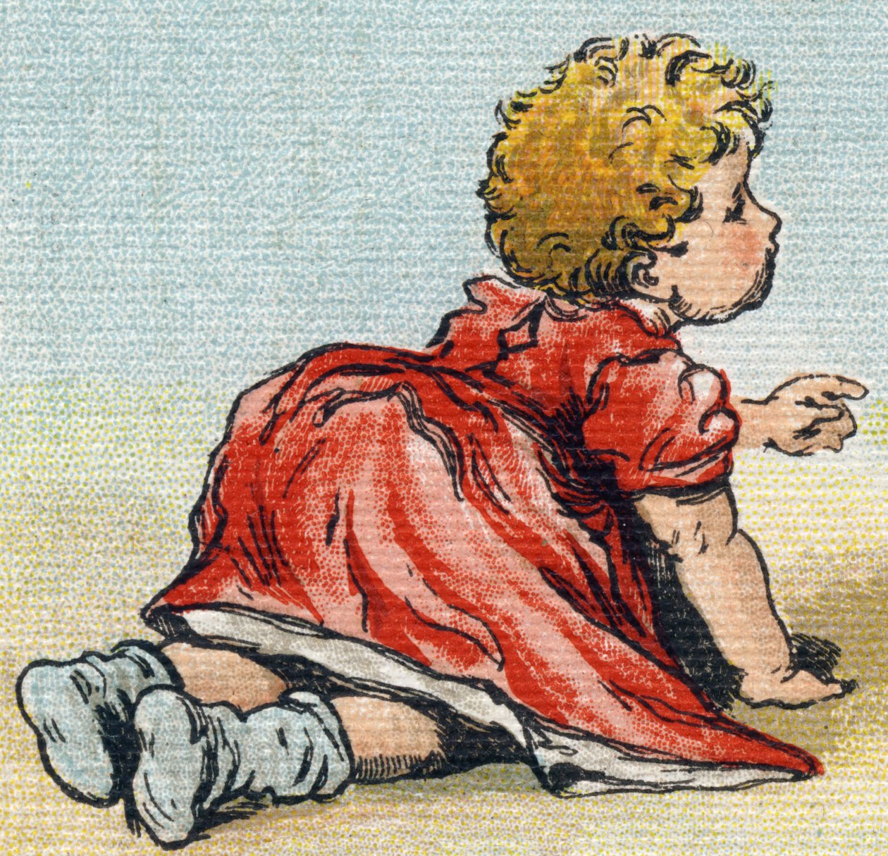 Vauva. Kaiverrus "Alphabet de ma petite fille". Bernardin-Bechet ja Fils, kirjakauppias-kustantajat, Pariisi, noin 1895. Rikkoutumaton albumi kankaalle. Bibliotheque des Bebes. 12 sivua. Albumi, joka sisältää lukumenetelmän ja havainnollisen abeceedaryn. K tekijältä Unbekannt