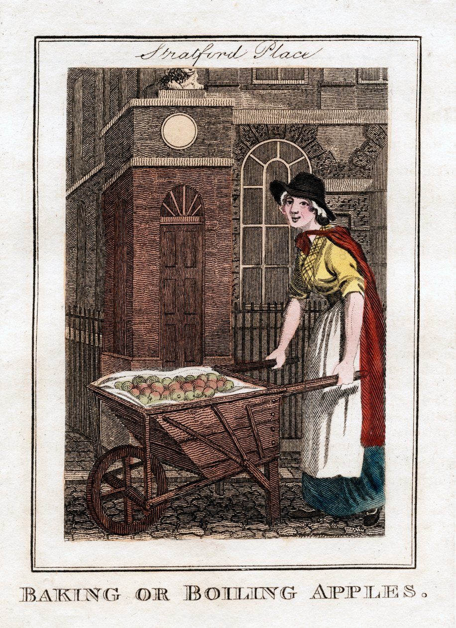 Omenoiden leivontaa tai keittämistä, Stratford Place, Lontoo, 1805 tekijältä Unbekannt