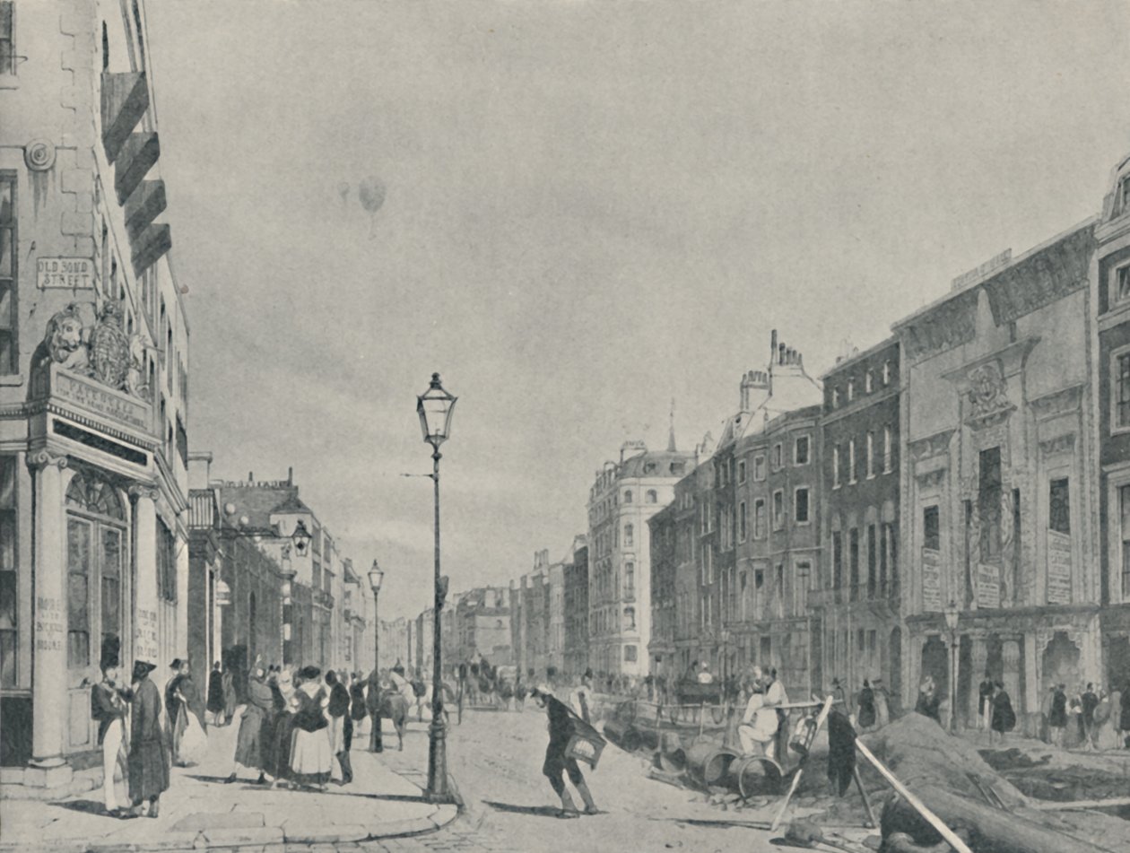 Ilmapallot Piccadillyn yli, 1842, 1920 tekijältä Unbekannt