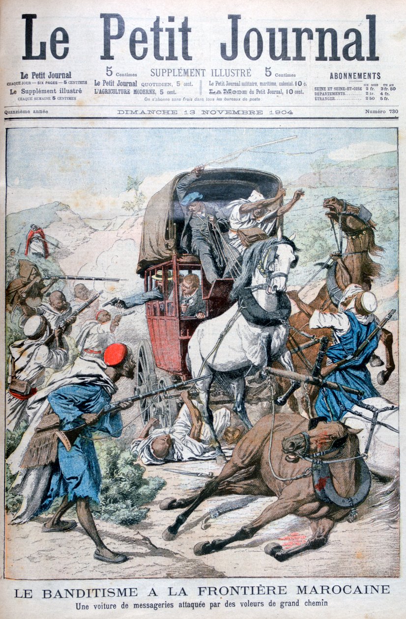 Rosvot hyökkäämässä postivaunuun Marokon rajalla, 1904 tekijältä Unbekannt