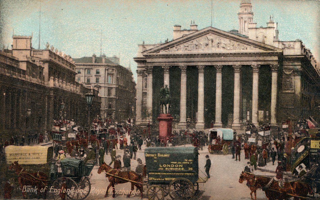 Bank of England ja Royal Exchange, 1910 tekijältä Unbekannt