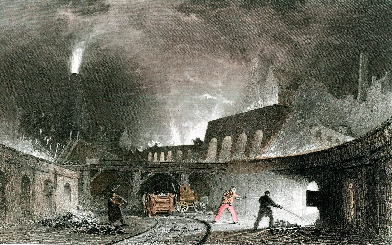 Bank of furnaces, Lymington Iron Works, Tyneside, Englanti, 1835 tekijältä Unbekannt