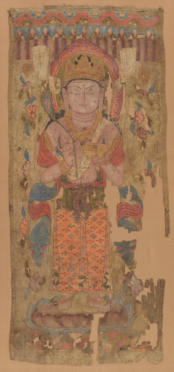 Banner Bodhisattvan, mahdollisesti Mahamayurin kanssa, 9.-10. vuosisadalla. tekijältä Unbekannt