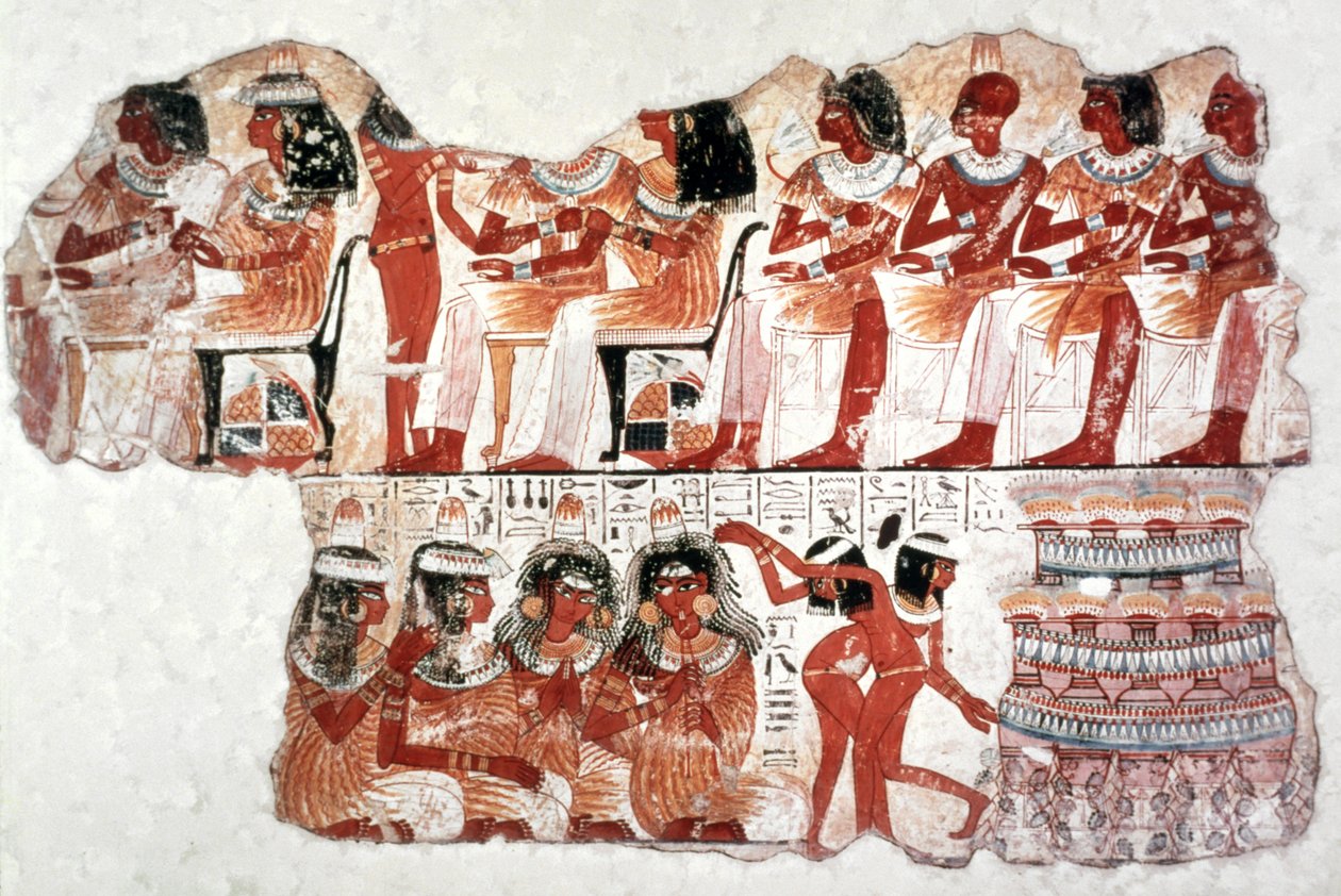 Juhlakohtaus, seinämaalaus, Nebamunin hauta, Thebes, 18. dynastia tekijältä Unbekannt