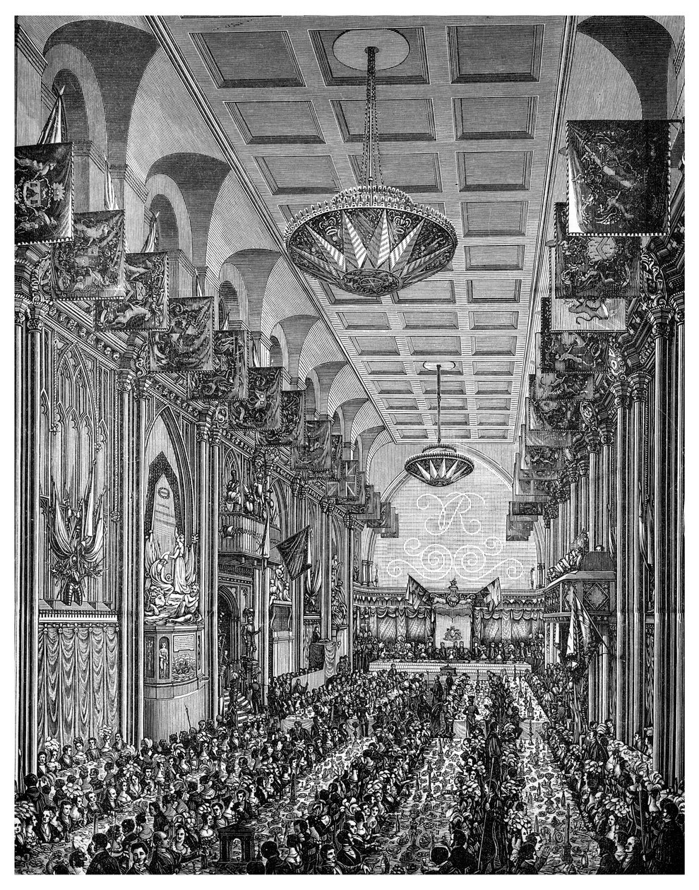 Juhla suuressa salissa Queen Victorialle, Guildhall, Lontoon kaupunki, marraskuu 1837 1886 tekijältä Unbekannt