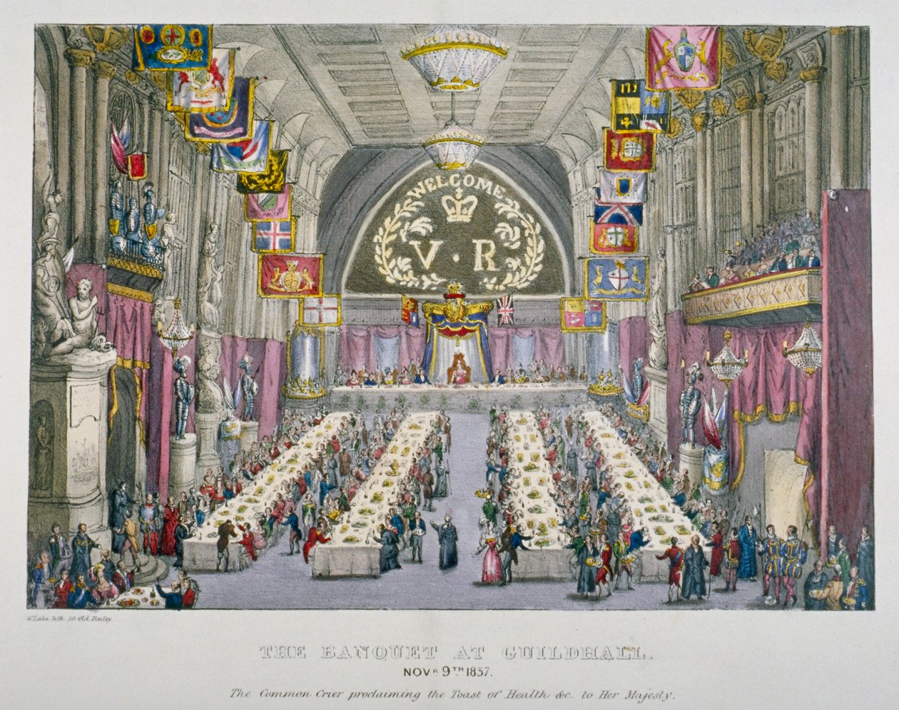 Juhla Guildhallissa kuningatar Victorian kunniaksi Lontoon Cityssä, 1837 tekijältä Unbekannt