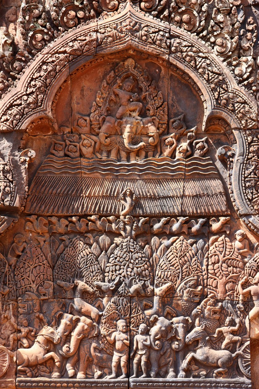 Banteay Srei -temppeli Angkorissa Kambodžassa. Taidokkaasti veistetty. Siem Reap Kambodža tekijältä Unbekannt
