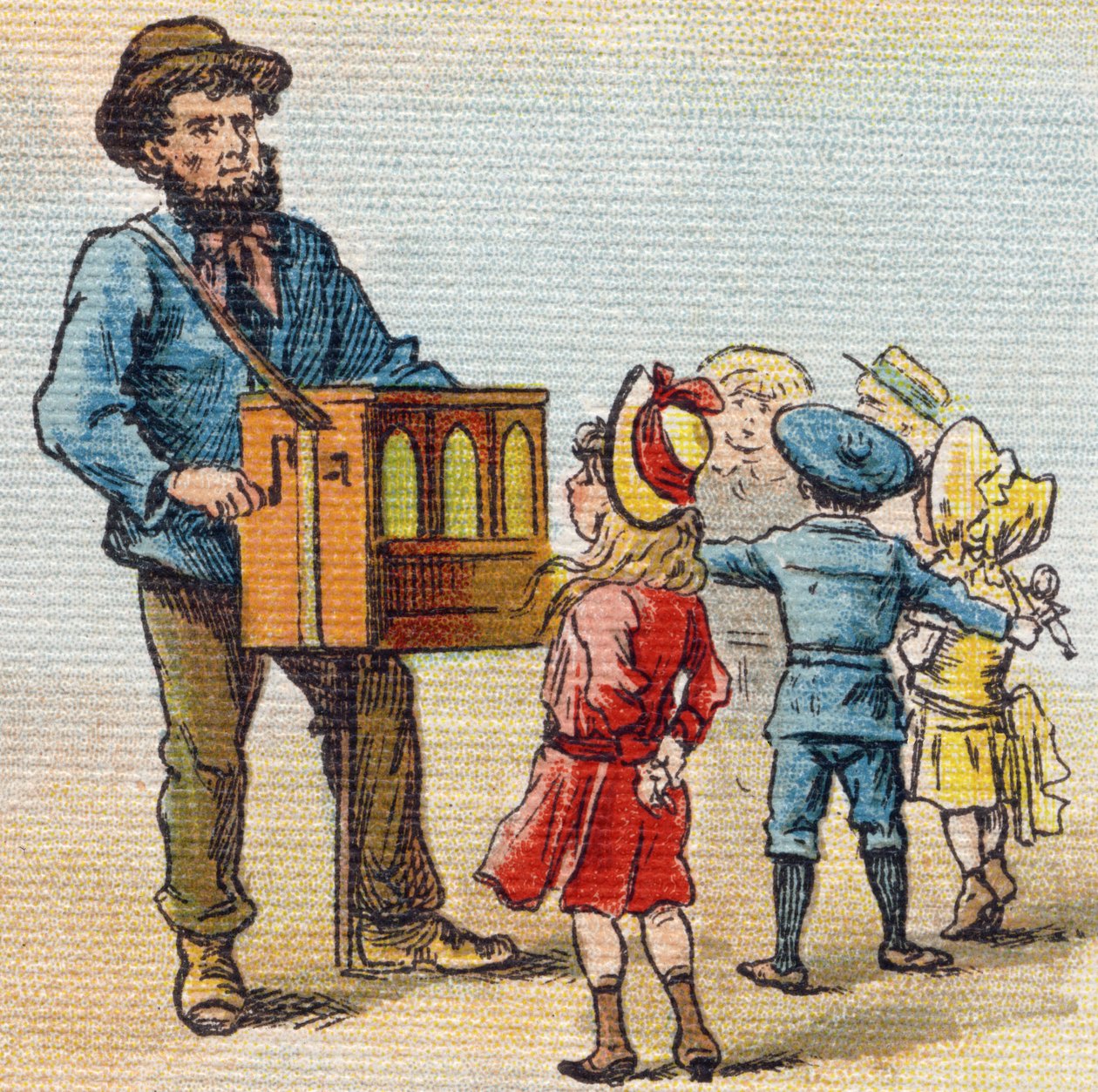 Barbaari urut. Kaiverrus "Alphabet de ma petite fille". Bernardin-Bechet ja Fils, kirjakauppias-kustantajat, Pariisi, noin 1895. Rikkoutumaton albumi kankaalle. Bibliotheque des Bebes. 12 sivua. Albumi, joka sisältää lukumenetelmän ja havainnollisen abecee tekijältä Unbekannt