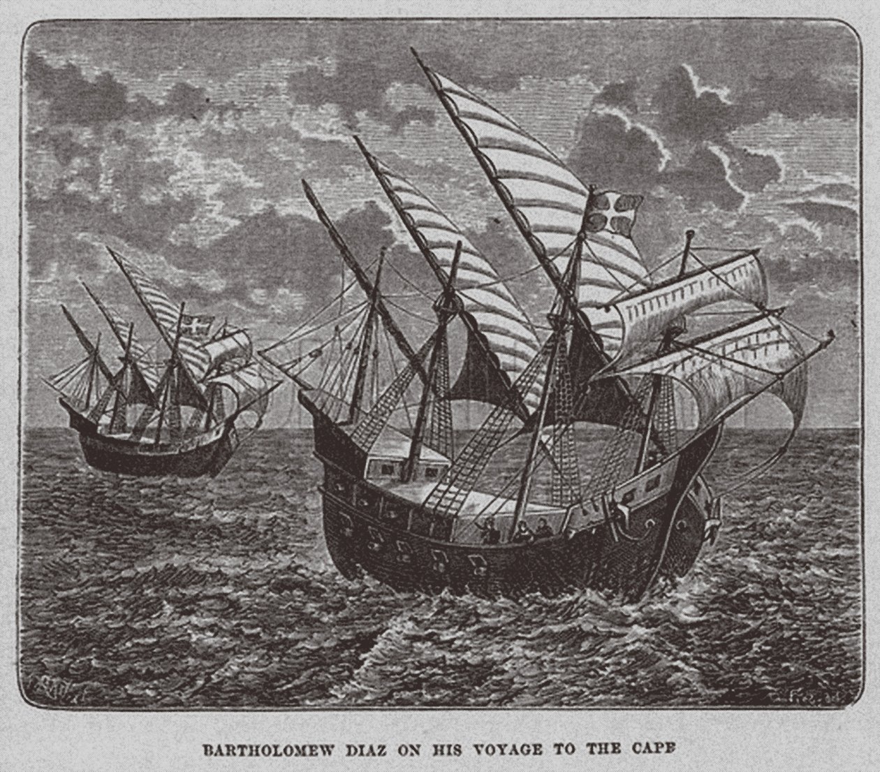 Bartholomew Diaz matkallaan Etelä-Afrikkaan, 1878 tekijältä Unbekannt