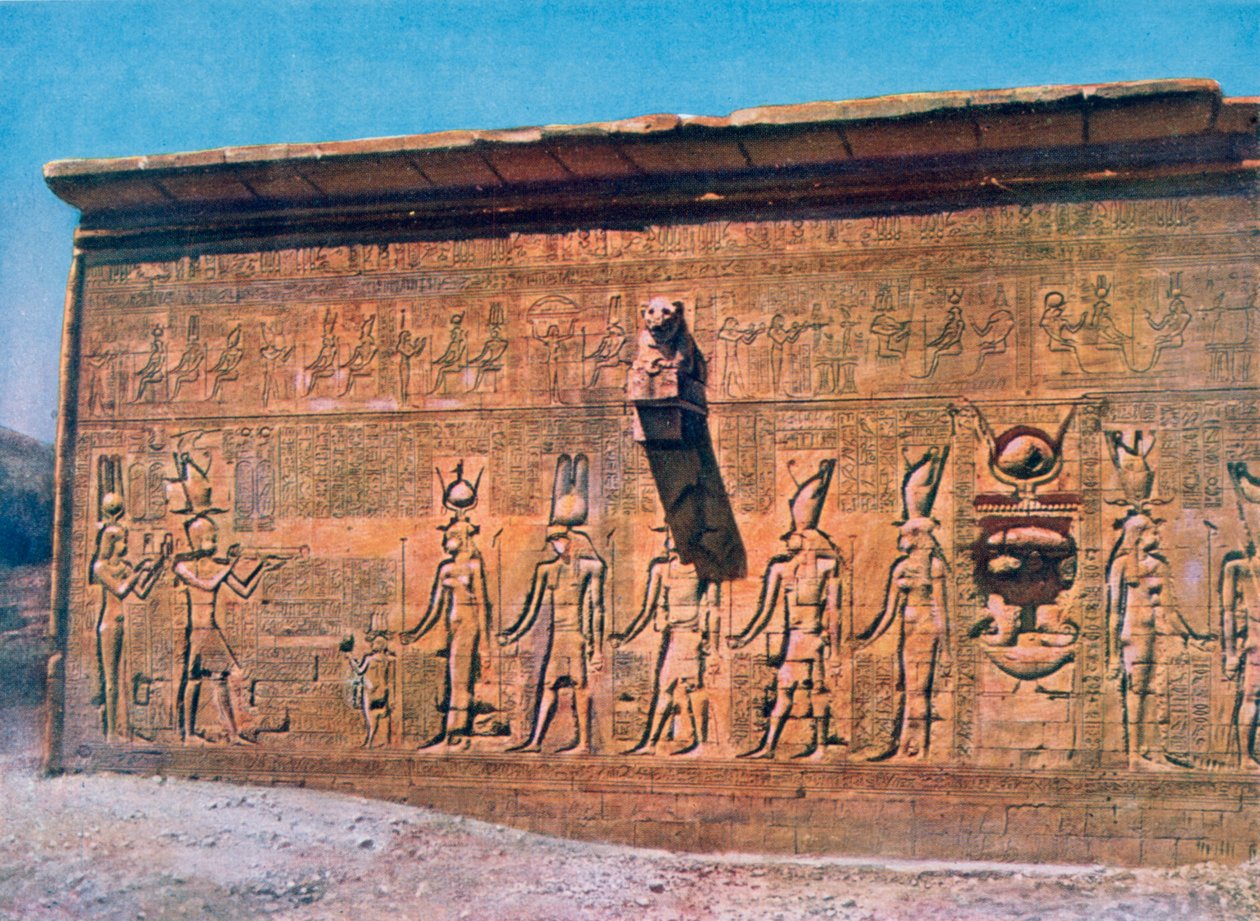 Kleopatran bareljeef, Caesarion, Hathorin temppeli, Dendara Egyptissä, 1900-luku tekijältä Unbekannt