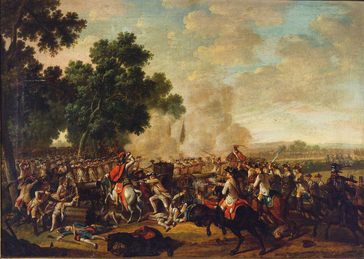 Taistelukohta seitsemänvuotisen sodan ajalta, 1700-luvun toiselta puoliskolta. tekijältä Unbekannt