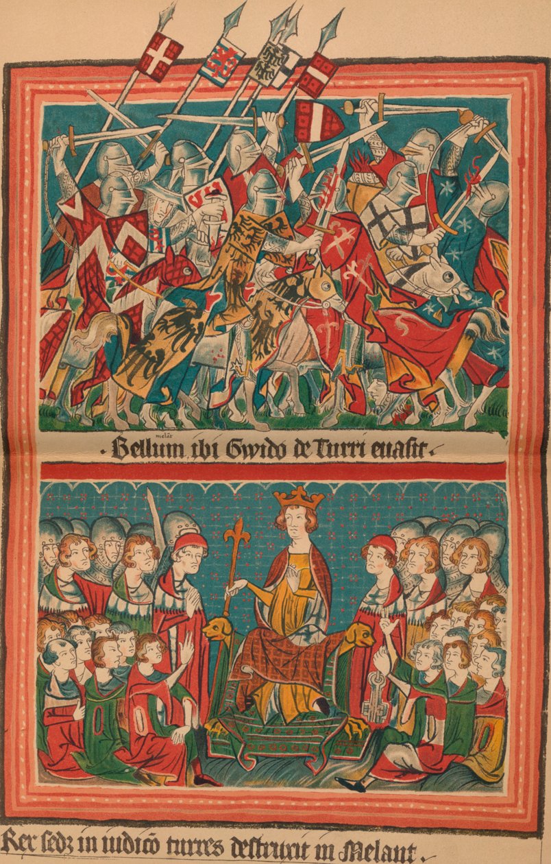 Taistelu ja tuomioistuin Henry VII:n March On Rome -tapahtumassa: Sivu Codex Balduinista, tekijältä Unbekannt