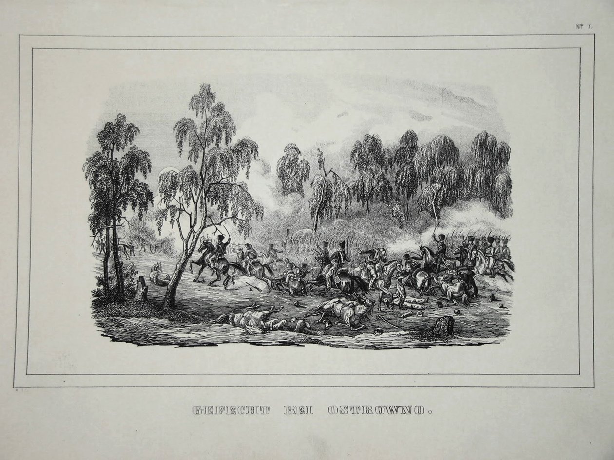 Taistelu venäläisten joukkojen ja ranskalaisen ratsuväen välillä Ostrovnon lähellä 25.-26.7.1812 tekijältä Unbekannt