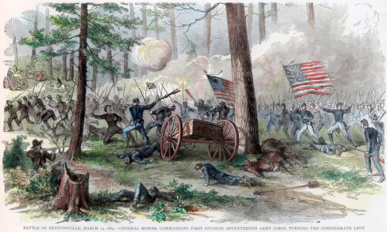 Bentonvillen taistelu, Pohjois-Carolina, Amerikan sisällissota 19. maaliskuuta 1865 tekijältä Unbekannt