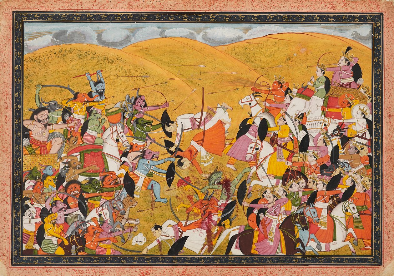 Taistelukohta deva- ja asura-armeijoiden välillä, 1800-luvun alku tekijältä Unbekannt