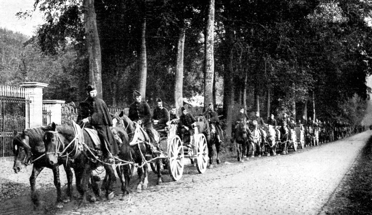 Belgialainen tykistö välttää saksalaisia Taube-koneita, ensimmäinen maailmansota, 1914 tekijältä Unbekannt