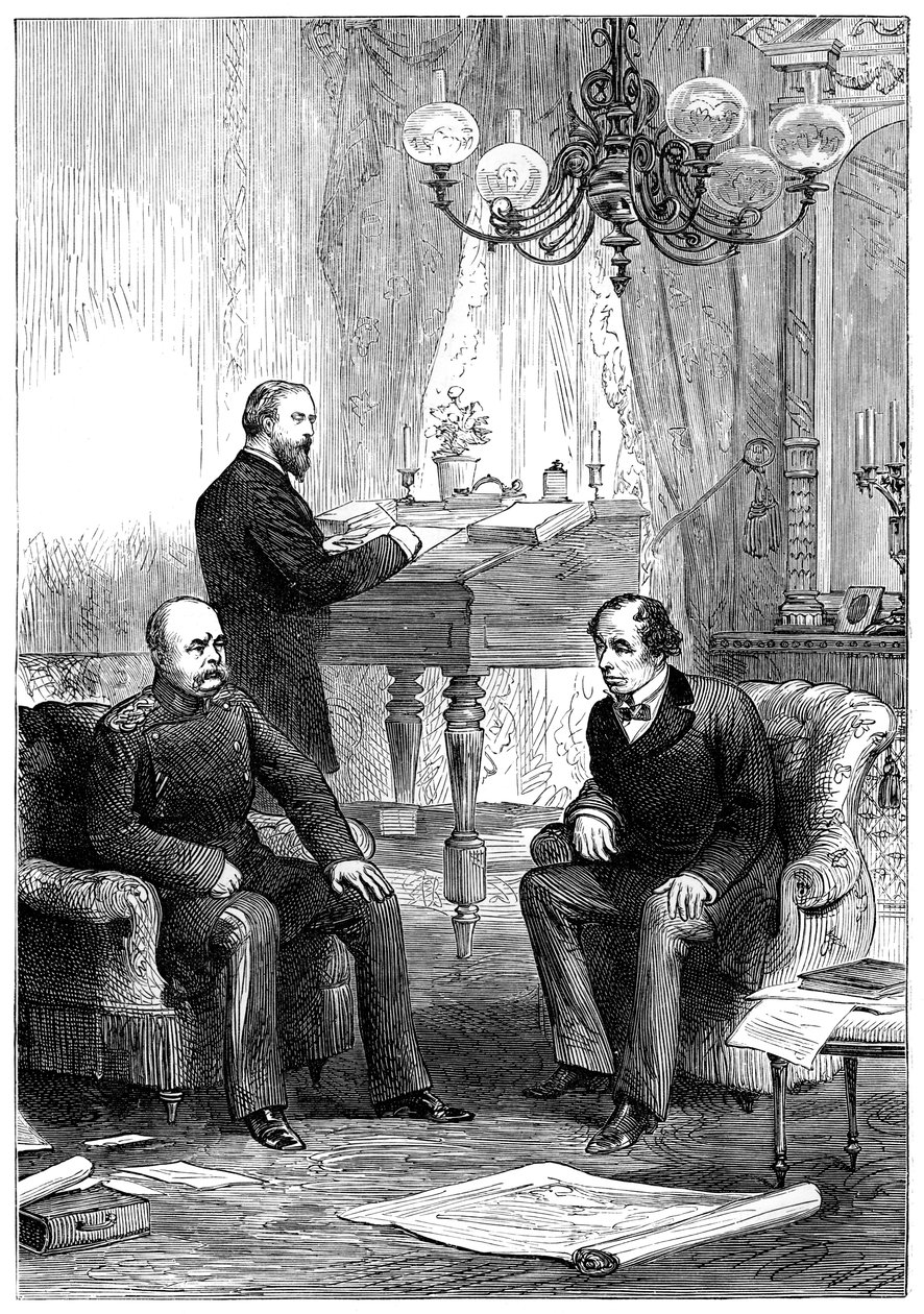 Benjamin Disraeli 1804-1881 tapaaminen Otto von Bismarckin kanssa 1815-1898, Berliini, 1878 tekijältä Unbekannt