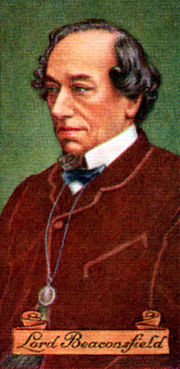 Benjamin Disraeli, Earl of Beaconsfield, otettu savukekorttisarjasta, 1935 tekijältä Unbekannt