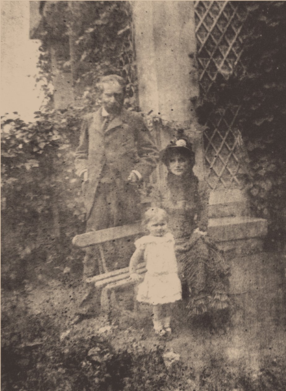 Berthe Morisot, hänen miehensä Eugène Manet ja heidän tyttärensä Julie, noin 1881 tekijältä Unbekannt