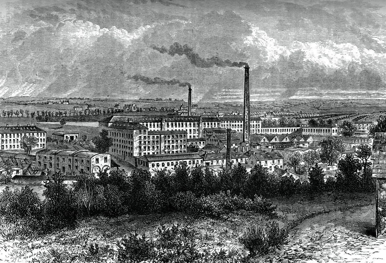 Bessbrook Mills and village, County Armagh, Irlanti, 1880 tekijältä Unbekannt