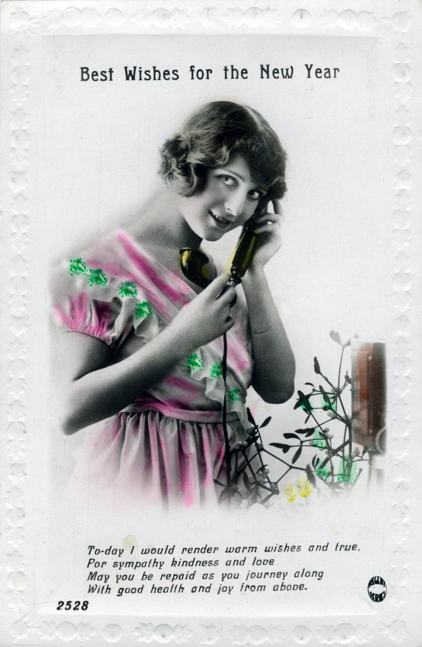 Onnittelut uudelle vuodelle, onnittelukortti, 1920-luku tekijältä Unbekannt