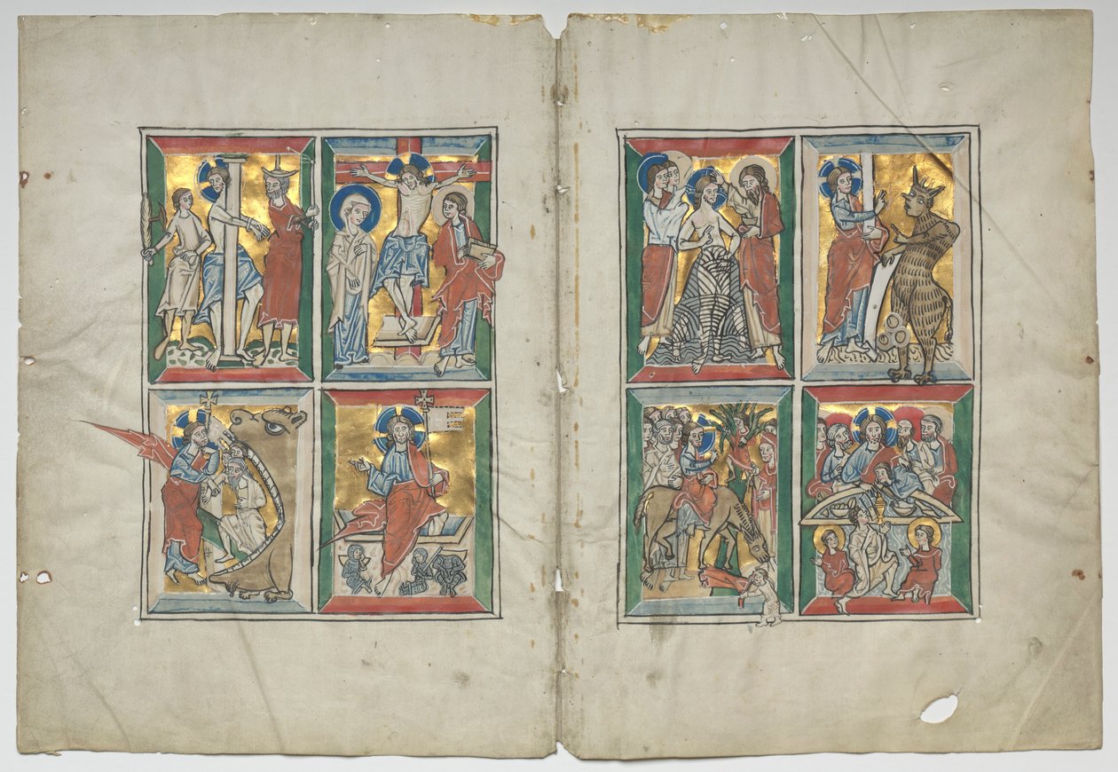 Bifolio kohtauksilla Kristuksen elämästä, 1230-1240. tekijältä Unbekannt