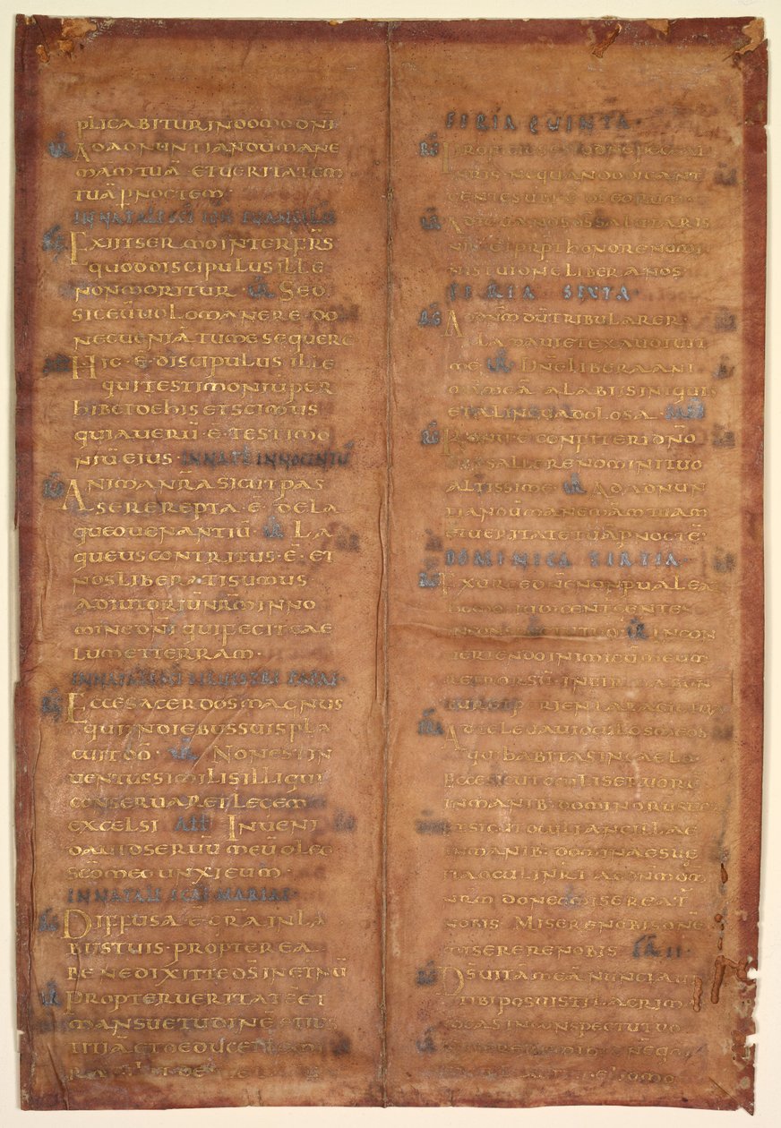 Bifolium leikattu pois Carolingian Graduaalista, n. 830-860. tekijältä Unbekannt