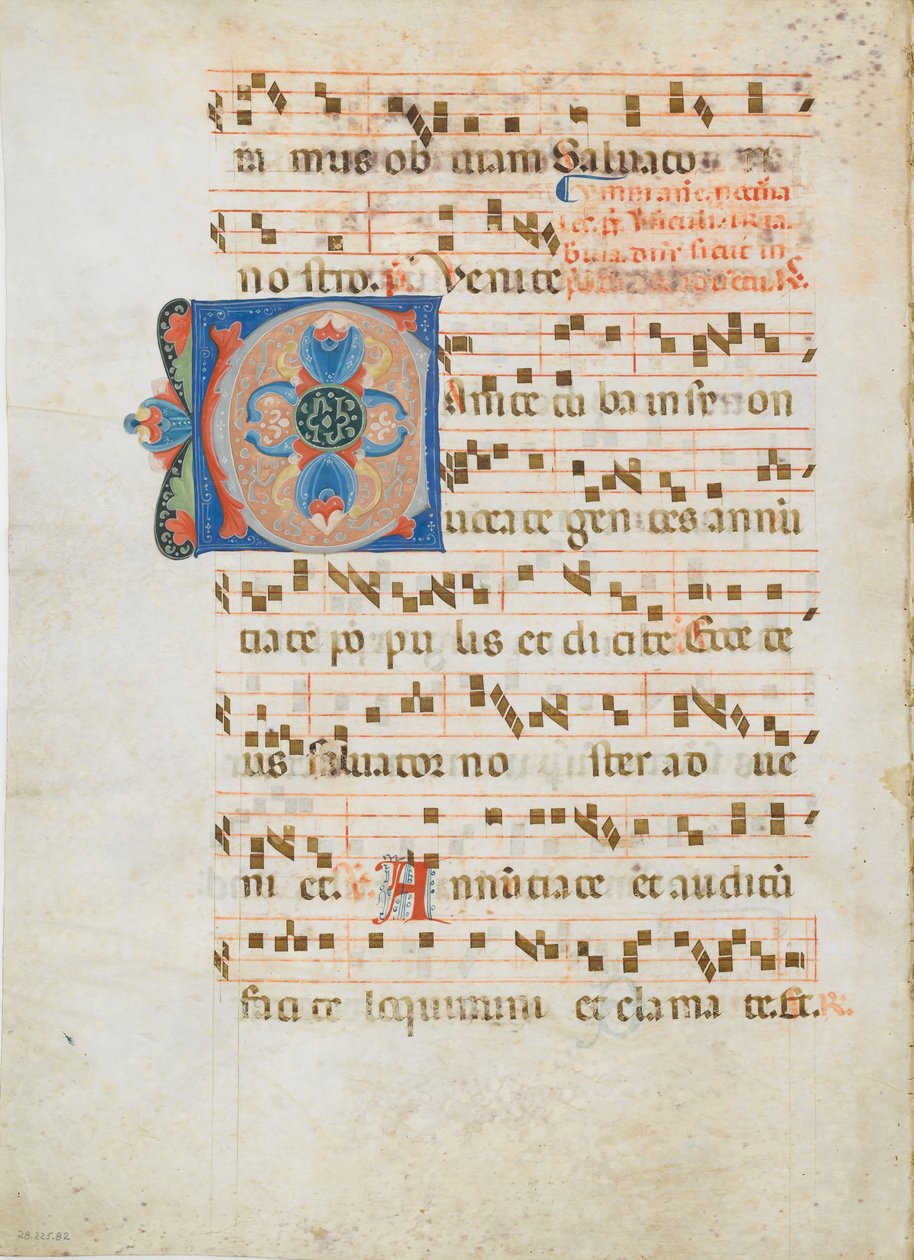 Bifolium alkukirjaimella C, antifonaarista, n. 1320. tekijältä Unbekannt