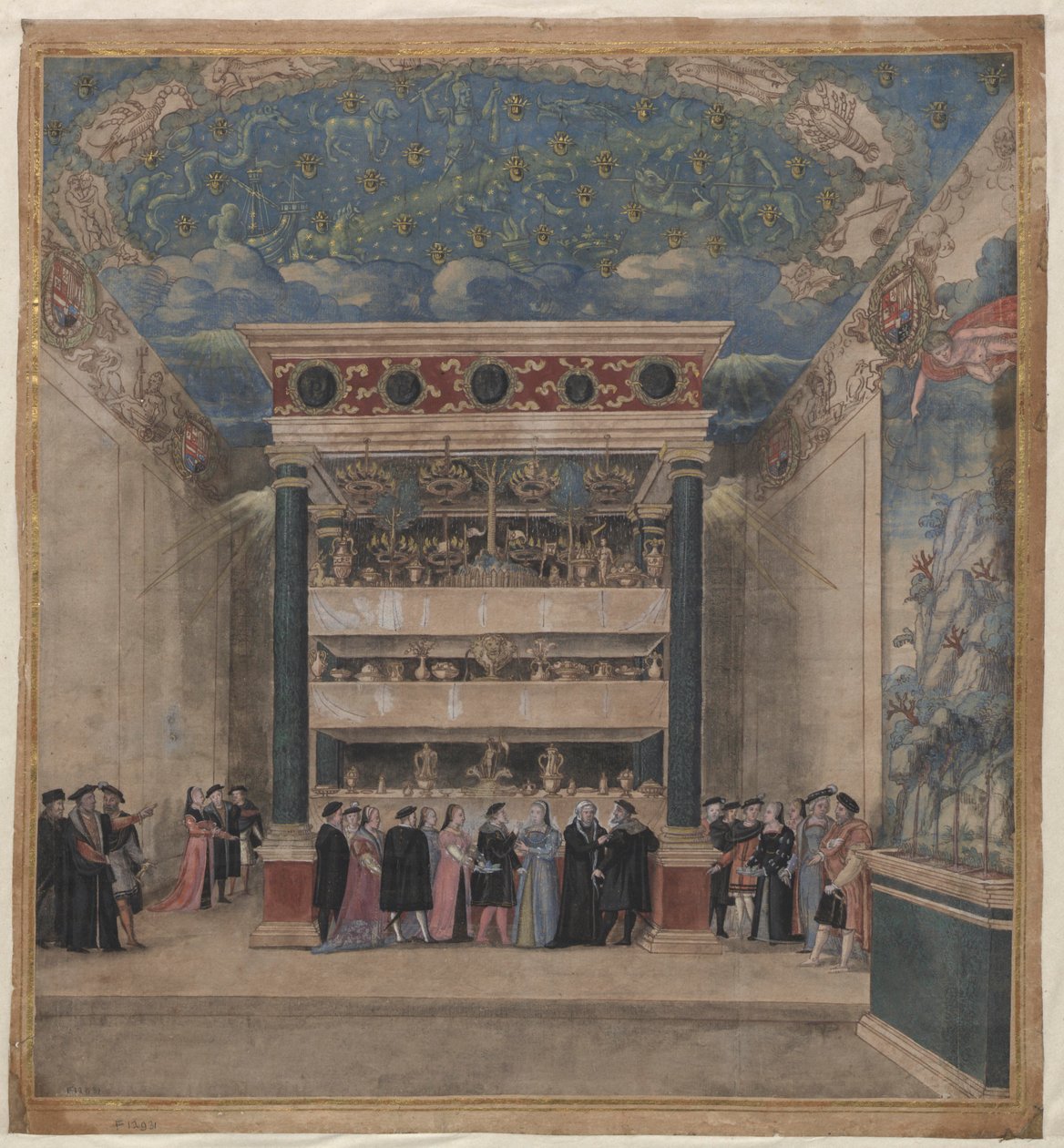 Binchen palatsi juhlien aikana elokuussa 1549, 1549. tekijältä Unbekannt