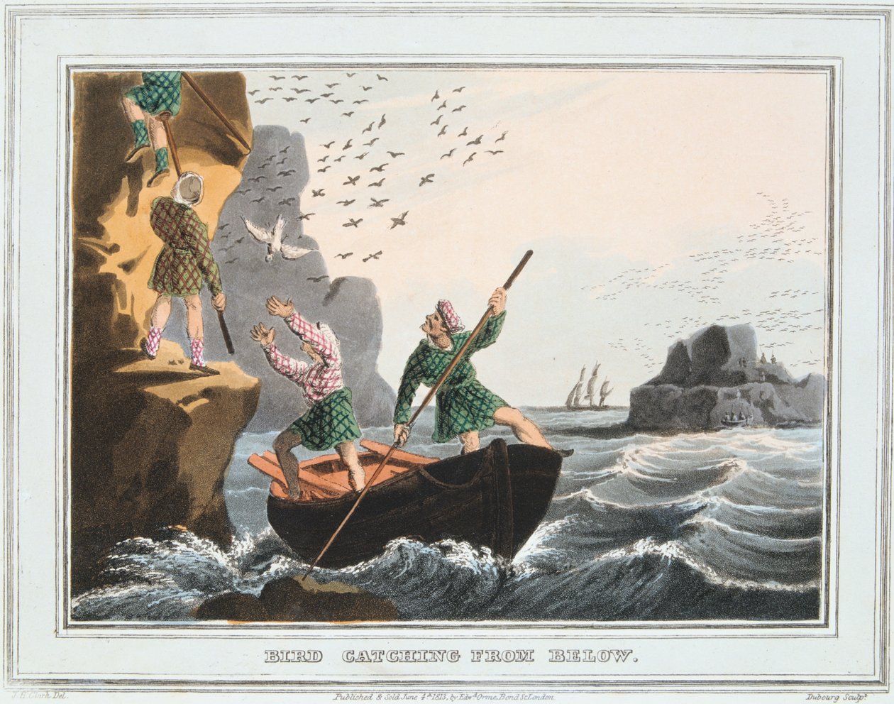 Lintupyyntiä alhaalta, Shetlandinsaarilta, 1813 tekijältä Unbekannt