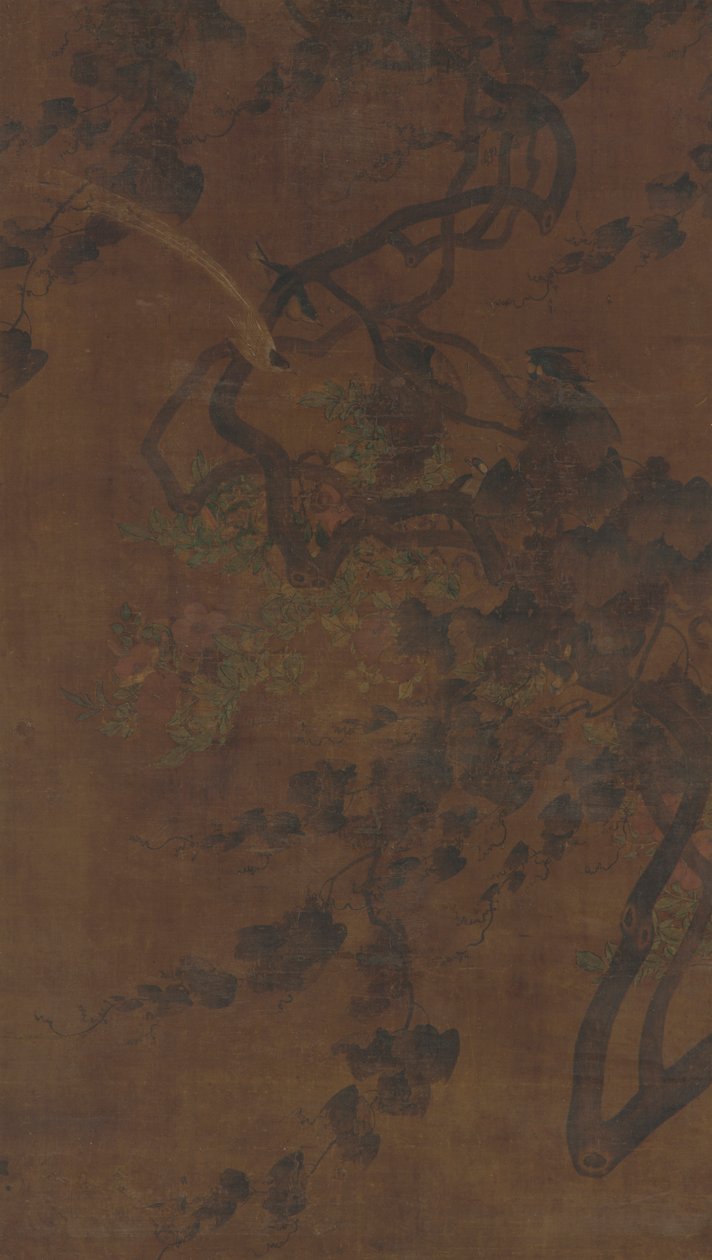 Linnut, viiniköynnökset ja kukat, Ming-dynastia, 1368-1644. tekijältä Unbekannt