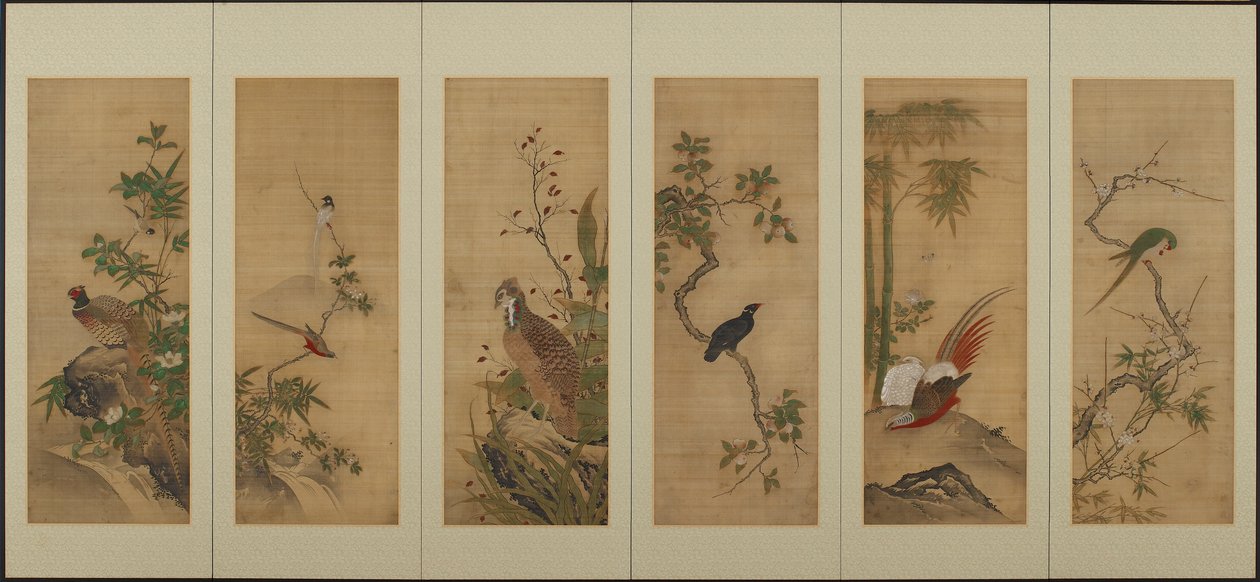 Linnut ja kukat, Edo-kausi, 1700-luku. tekijältä Unbekannt