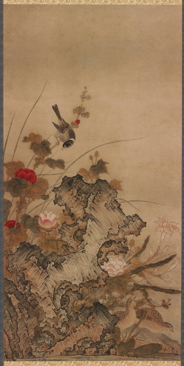 Linnut ja kukat, Edo-kausi, 1700-luku. tekijältä Unbekannt