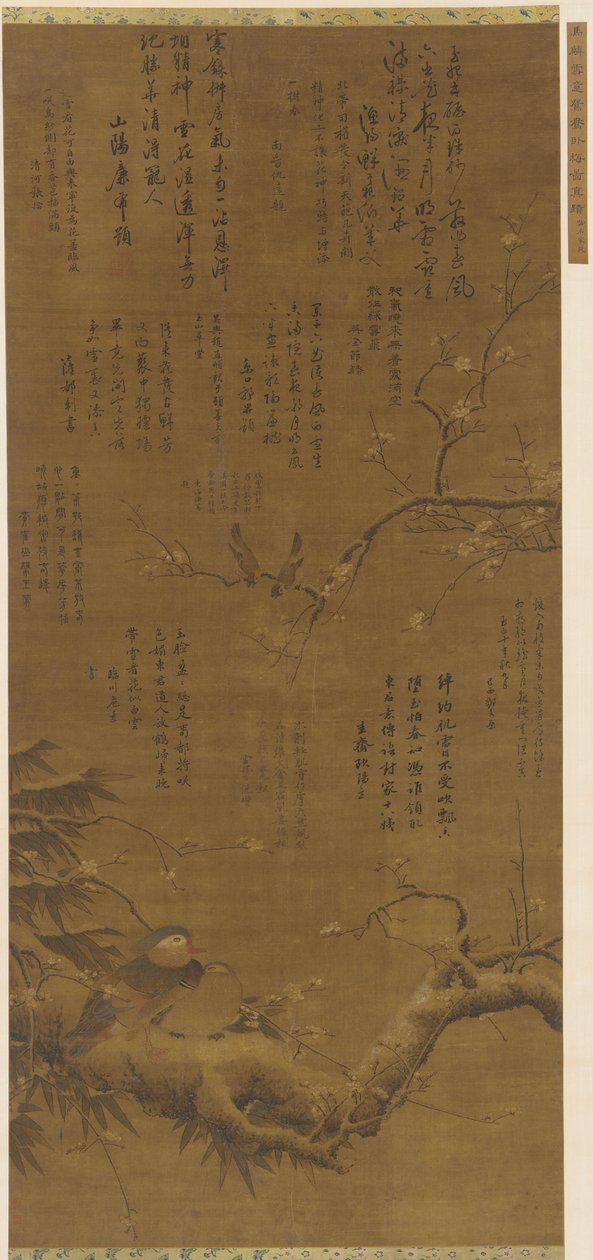 Lintuja ja luumunkukkia lumessa, Ming-dynastia, 1368-1644. tekijältä Unbekannt