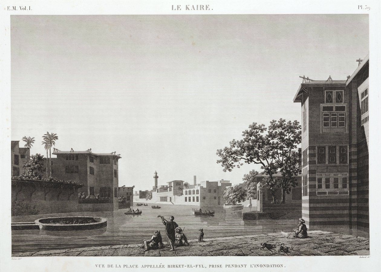 Birket-al-Fyl, Kairo, Egypti, tulvan aikana, n. 1798 tekijältä Unbekannt