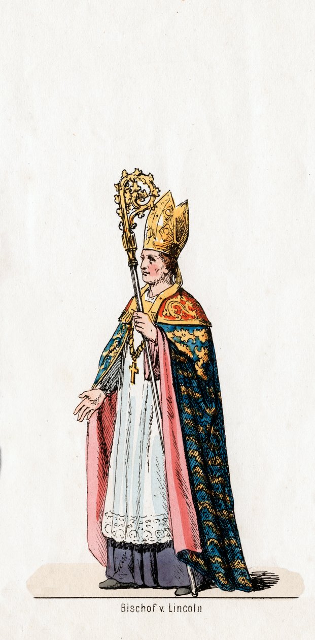 Lincolnin piispa, pukusuunnittelu Shakespearen näytelmään, Henry VIII, 1800-luku tekijältä Unbekannt