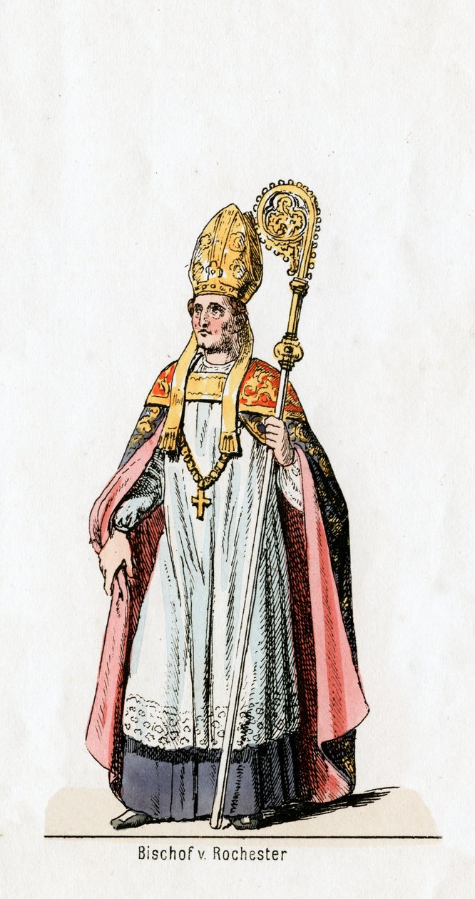 Rochesterin piispa, pukusuunnittelu Shakespearen näytelmään, Henry VIII, 1800-luku tekijältä Unbekannt
