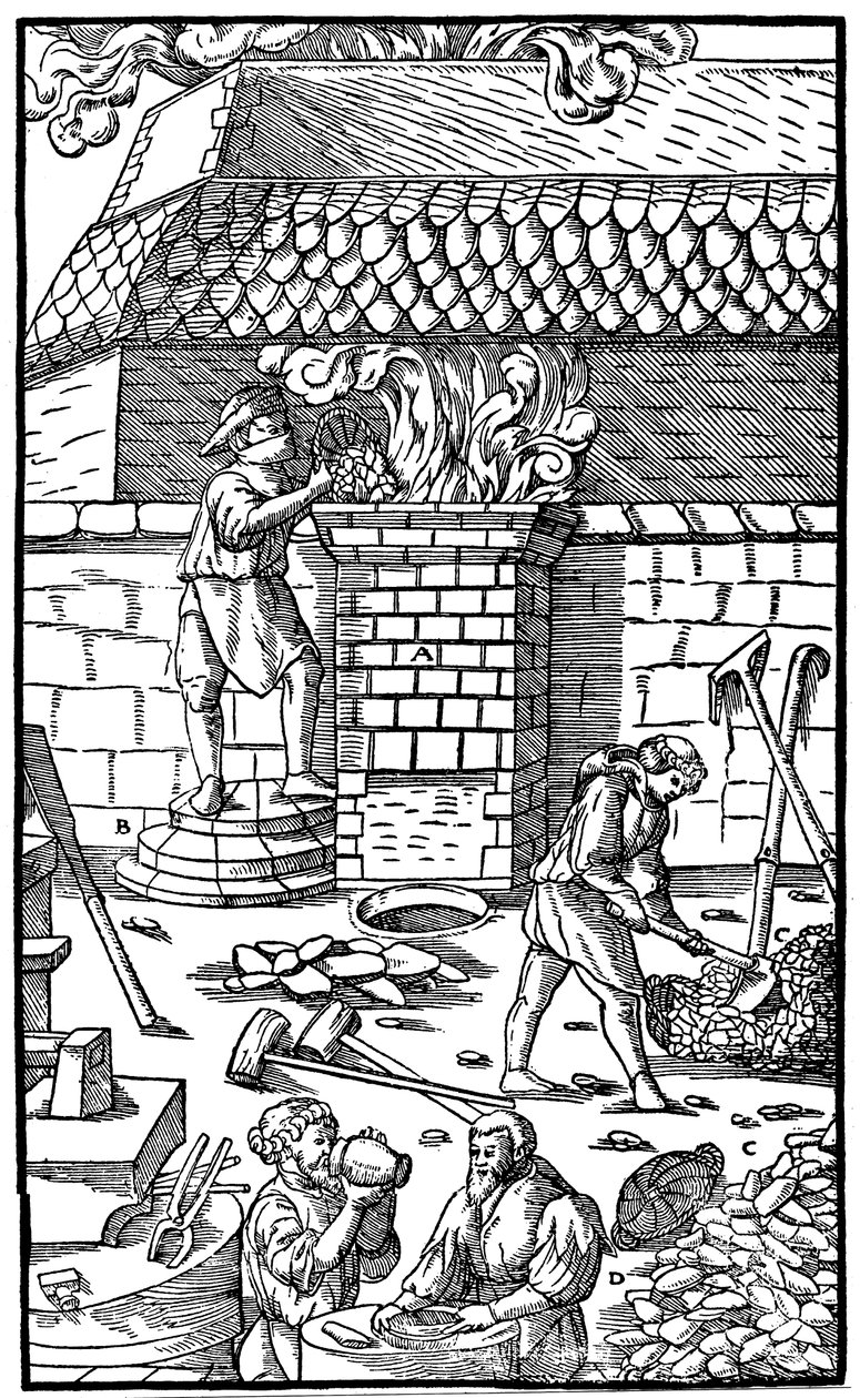 Masuuni rautamalmin sulatukseen, 1556 tekijältä Unbekannt