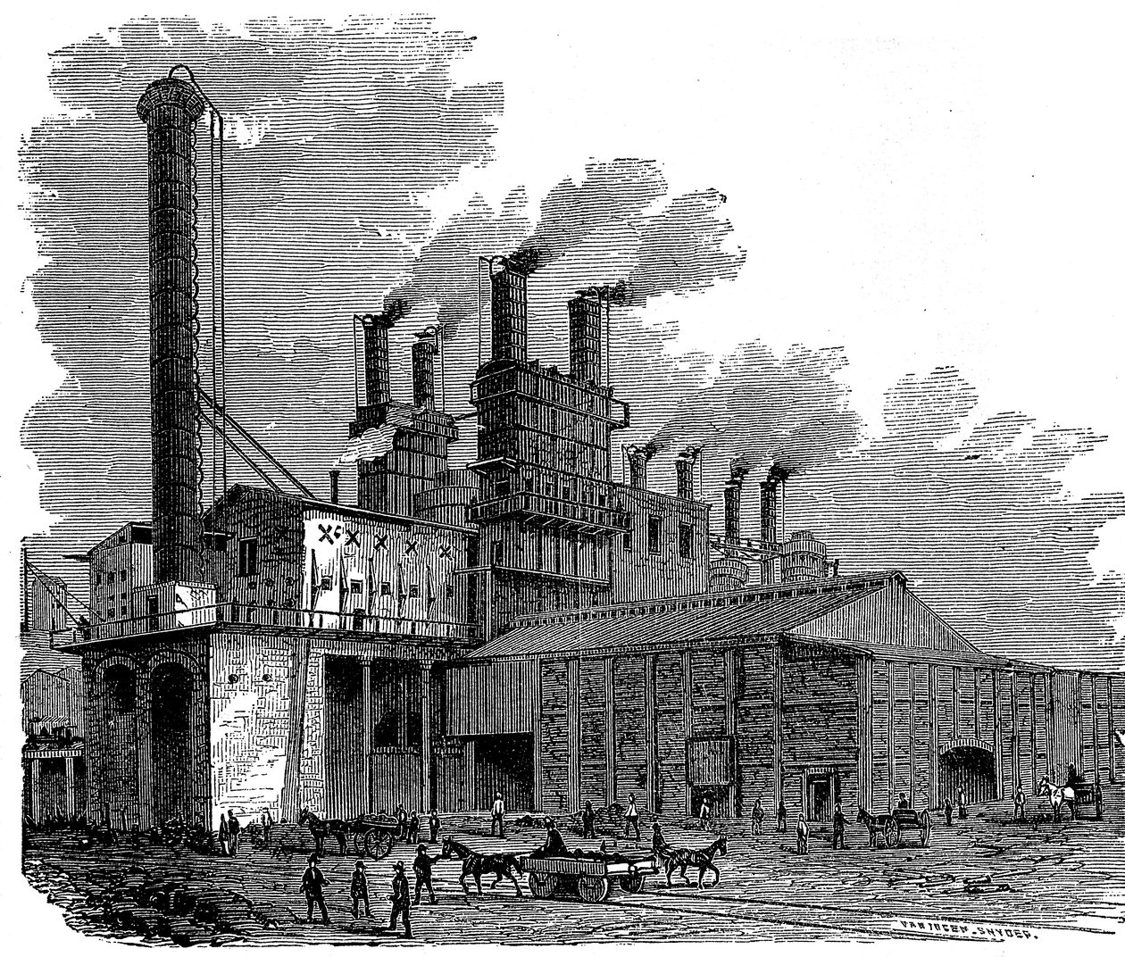 Masuunit Phoenix Iron and Bridge Worksissa, Phoenixville, Pennsylvania, USA, 1873 tekijältä Unbekannt